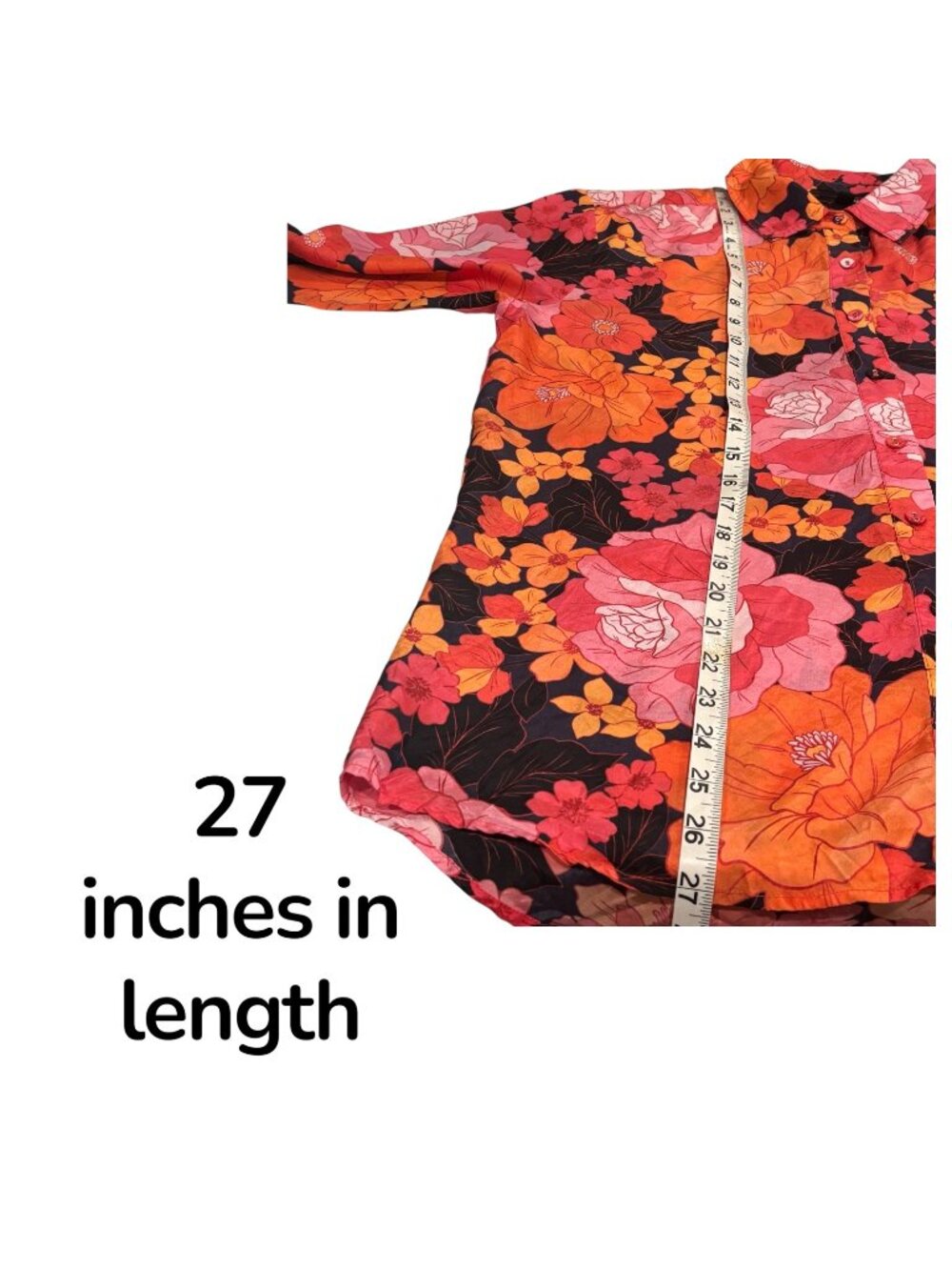 Johnny Was Workshop Silk Floral Button Front Blouse Top Small Pink Orange - Picture 9 of 9